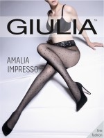 Giulia Amalia Impresso - Prikkete strømpebukser med elegant blondekant øverst