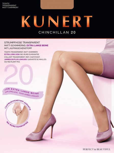Kunert Chinchillan 20 Extra Long Legs - Transparent strømpebukse med RUN STOP by KUNERT