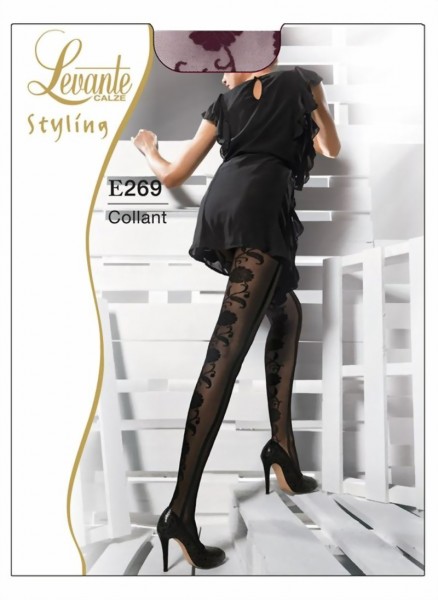 Levante - Elegant tights with floral pattern, 40 DEN