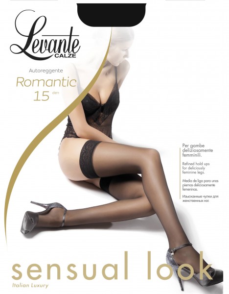 Levante Romantic 15 - tynn hold ups med beautiful mønstret lace top