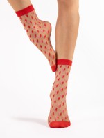 Fiore - 20 denier ankle socks with geometric pattern and contrast colour top Fiore - 20 denier ankle socks with geometric pattern and contrast colour top