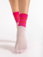 Fiore - 20 den Ankelsokker med komfortabel topp med striper i kontrastfarge