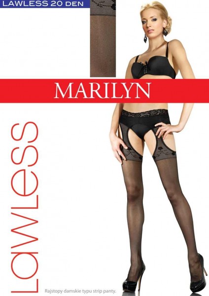 Marilyn - Transparent strip panty med lace top Lawless 20 DEN