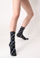 Oroblu - Ugjennomsiktige stilige tartan design sokker med lurex-effekt