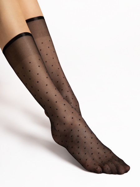 Fiore - Trendy polka dot mønster kneet strømper Trisha 20 denier