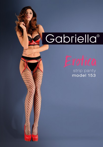 Gabriella Strip Panty - Sensuous fishnet suspender strømpebukse