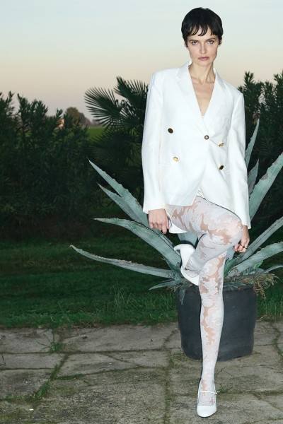 Trasparenze - Semi-ugjennomsiktige strømpebukser med vakker damaskmønster i blonderlook