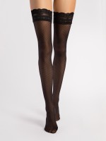 Fiore - Mock fishnet hold ups with elegant lace top Fiore - Mock fishnet hold ups with elegant lace top