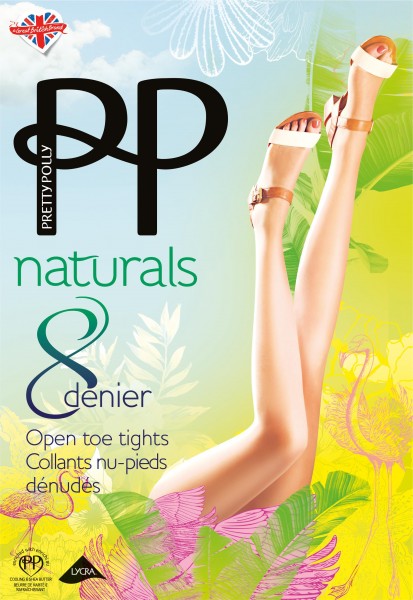 Pretty Polly - Naturals åpne tå strømpebukse 8 denier