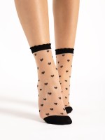 Fiore - 20 denier heart pattern ankle socks