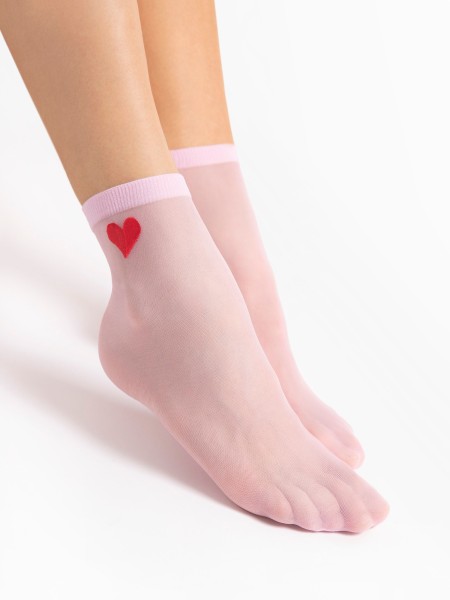 Fiore - 20 denier heart pattern ankle socks